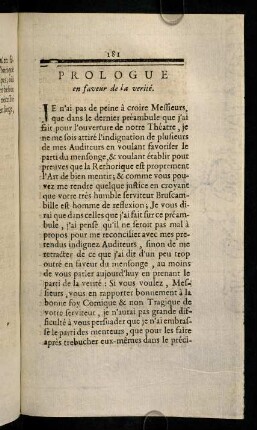 181-190, Prologue en faveur de la verité.