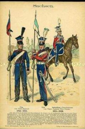 Uniformdarstellung, Gemeine und Offizier des Ulanen-Regiments, Königreich Sachsen, 1814/1820.