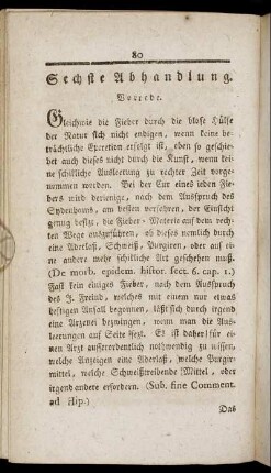 Sechste Abhandlung. Vorrede.