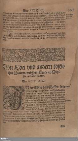 Von Edel und andern köstlichen Steinen/ welche im Lande zu Meyssen gefunden werden.