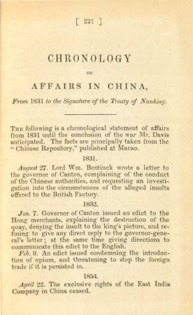 Chronology of affairs in China, from 1831 to the signature of the treaty of Nanking