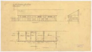 Gutshaus Mendelssohn-Bartholdy (Landhaus Hasenheide), Bernau Umbau: Kleinviehstall: Grundriss, Aufriss, Schnitt, 1:50