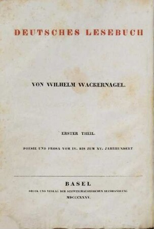 Altdeutsches Lesebuch : Poesie und Prosa vom 4. bis zum 15. Jahrhundert