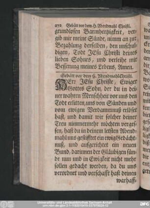 Gebätt vor dem H. Abendmahl Christi.