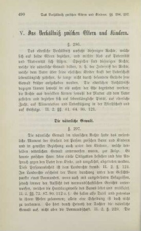 V. Das Verhältniß zwischen Eltern und Kindern.
