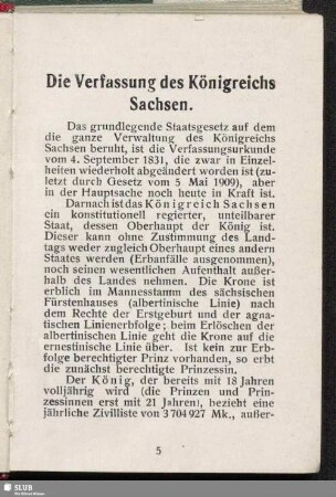 Die Verfassung des Königreichs Sachsen