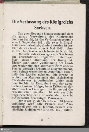 Die Verfassung des Königreichs Sachsen