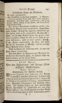 XVIII. Titul. Von den Inspecteurs- und Kriegs-Commissairs-Musterungen.