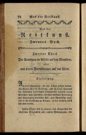 Von der Reitkunst. Zweytes Buch. Zweyter Theil.
