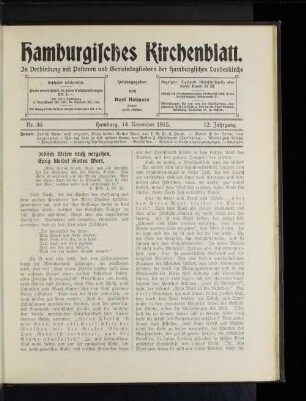 Nr. 46. Hamburg, 14. November 1915. 12. Jahrgang.