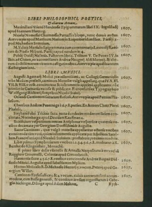 Libri Philosophici, Poetici Et aliarum Artium.