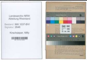 Entnazifizierung Milly Kirschsieper , geb. 19.08.1908 (Buchhalterin)