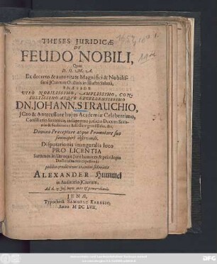 Theses Iuridicae De Feudo Nobili