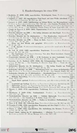 I. Handzeichnungen bis etwa 1700 (Nr. 1-43)