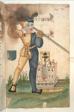 Schembartläufer mit Wappen und Hölle: Doppelturm mit Narren, 1504