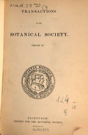 Transactions and proceedings of the Botanical Society of Edinburgh. 9. 1868