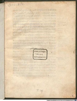 Silva cui titulus Nutricia : mit Widmungsbrief an Kardinal Antoniottus Pallavicinus, Florenz 27.5.1491
