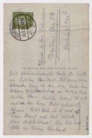 Ansichtspostkarte von Eberhard Rogge an Elfriede Hausmann und Vera Hausmann. [Poststempel: Krummhübel]