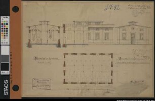 "Schlachthof der Stadt Osnabrück" Bauzeichnungen. 3 Blätter Auf Bl. 1 = "Anlage zur Genehmigungs-Urkunde vom 30. Juni 1885". Ausf.-Art: Zeichnung Herst.: Hackländer, Möllmann Format: 48/69 x 45/82 cm Maßstab: 1 : 50 - 100