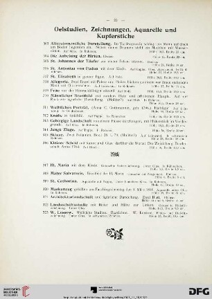 Oelstudien, Zeichnungen, Aquarelle und Kupferstiche (Nr. 303-336)