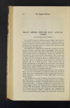 Magic among certain East African Tribes