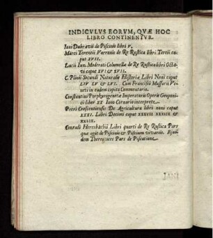 Indiculus Eorum, Quae Hoc Libro Continentur
