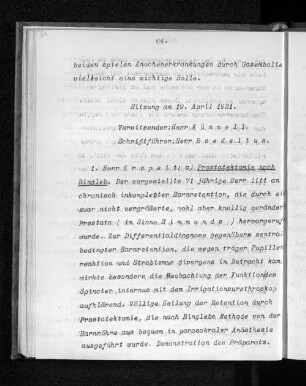 Sitzung am 19. April 1921.