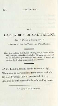 The last words of Cadwallon