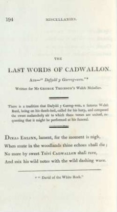 The last words of Cadwallon