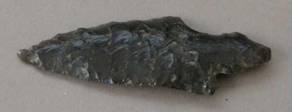 Arrowhead made from obsidian