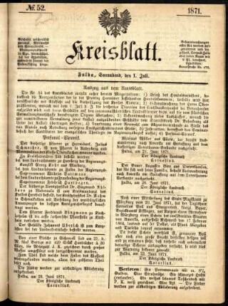 Ausgabe vom Samstag, den 01. Juli 1871.