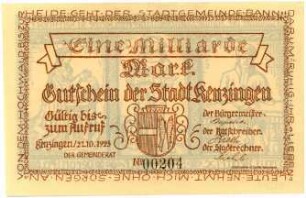 Geldschein / Notgeld, 1 Milliarde Mark, 27.10.1923