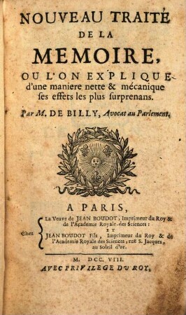 Noveau Traité de la Memoire