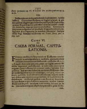 Caput VI. De Causa Formal. Capitulationis.