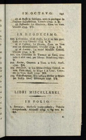 141-171, Libri Miscellanei