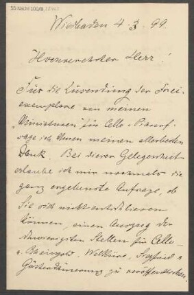 Brief an B. Schott's Söhne : 04.03.1899