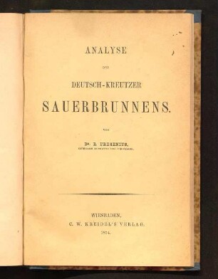 Analyse des Deutsch-Kreutzer Sauerbrunnens
