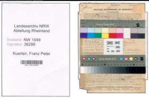 Entnazifizierung Franz Peter Kuerten , geb. 08.12.1891 (Schriftsteller)