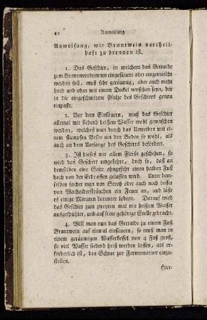 Anweisung, wie Brantwein vortheilhaft zu brennen ist. - Brantwein aus Kräutern zu ziehen.
