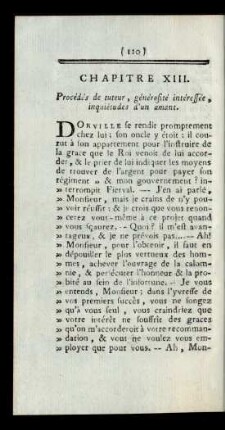 Chapitre XIII. Procédés de tuteur, générosité intéressée, inquiétudes d'un amant.
