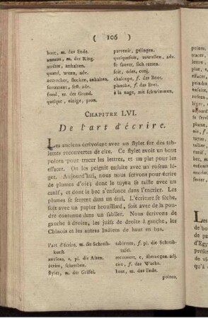 Chapitre LVI. De l'art d'écrire. - Chapitre LX. De l'art du relieur.