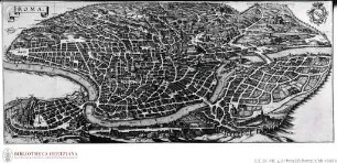 Romplan aus 12 Blättern (Fotos und Einzelblätter aus verschiedenen Sammlungen, meist unbekannter Herkunft) - Recens prout hodie iacet almae urbis Romae cum omnibus viis aedificiisque prospectus acuratissime delineatus