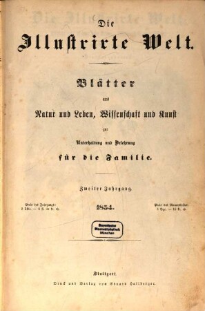 Illustrierte Welt : vereinigt mit Buch für alle ; ill. Familienzeitung, 2. 1854