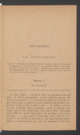 Acto primero - La discusión