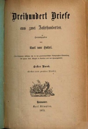 Dreihundert Briefe aus zwei Jahrhunderten, 1