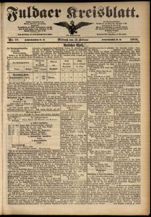 Zweite Ausgabe vom Mittwoch, den 10. Februar 1904.