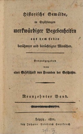 Historische Gemälde in Erzählungen merkwürdiger Begebenheiten aus dem Leben berühmter und berüchtigter Menschen, 19. 1811