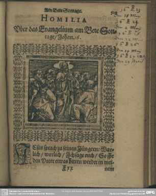 Homilia Uber das Evangelium am Bete Sontag, Johan. 16.