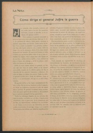 Cómo dirige el general Joffre la guerra