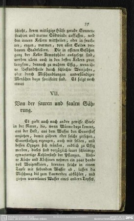 VII. Von der sauren und faulen Gährung